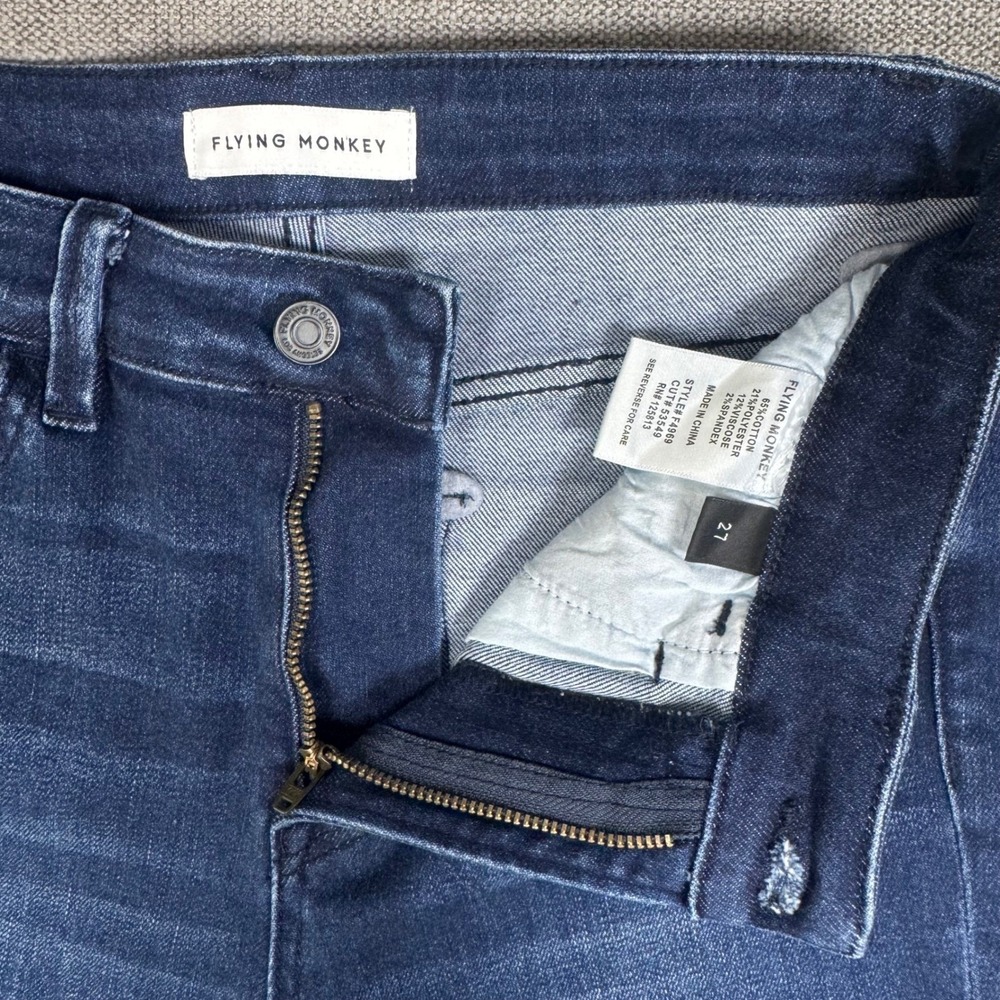 Flying Monkey Womens 27 High Rise Skinny Jeans Dark Wash Ankle Slit NWOT - Picture 4 of 9